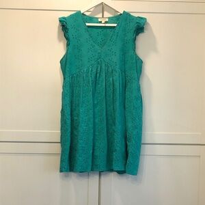 ANDREE BY UNIT Teal Eyelet Mini Dress